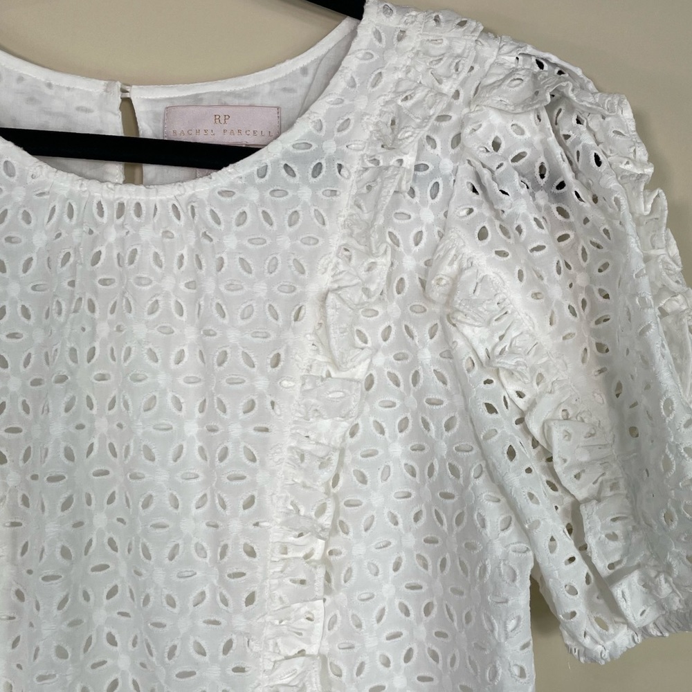 Rachel Parcell White Eyelet Ruffle Blouse - Picture 7 of 8